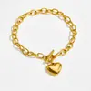 Europa y Estados Unidos transfronterizo nuevo ins simple versátil liso amor colgante pulsera de acero de titanio traje de collar con hebilla OT para mujer