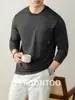 Camiseta de Manga Larga de Seda Modal para Hombre, 260g, Otoño 2026, Amigable con la Piel, Cómoda, Color Sólido, Top con Bolsillo, Antibacteriana 5A