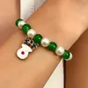 Pulsera de cuentas hecha a mano navideña transfronteriza europea y americana, linda pulsera de cristal de asta con goteo, regalo navideño