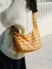 Bolso de Lona a Cuadros Retro para Estudiantes Universitarias, Bolso de Mano Simple y Versátil, Bolso de Hombro Casual, Bolso Tote de Gran Capacidad