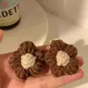 Estilo retrô menina clip de tubarão faixa de cabelo de lã tricotada cor café com leite grampo de cabelo acessório de cabelo grampo de cabelo outono e inverno clip de cabelo
