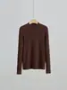 Camiseta Base de Punto de Lana Tencel de Cuello Alto Medio Personalizada Otoño/Invierno 2026 para Mujer, Tejido de Punto Ajustado, Stock de Fábrica, Soporta Etiquetado Privado