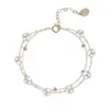 Pulsera de Perlas de Agua Dulce de Doble Capa con Diseño Estrellado, Versátil y a la Moda, Sensación Exquisita y de Alta Gama, Pulsera Apilable, Tobillera de Alta Gama