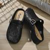 Novas Pantufas Planas Antiderrapantes para Mães de Meia-Idade, Tamancos Planos de Bico Fechado, para Uso Doméstico e Externo, Pantufas Vazadas Femininas