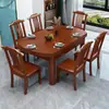 Nuevo Juego de Mesa y Sillas de Comedor de Madera Maciza Estilo Chino, Mesa Redonda Plegable Convertible de Doble Uso Cuadrada/Redonda Extensible, Mesa de Comedor para Apartamento Pequeño en Casa