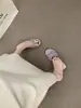 Primer Encuentro con las Sandalias de Lazo de Encaje Estilo Francés para Mujer, Calzado de Verano para Exteriores, Mocasines sin Cordones de Tacón Bajo, Estilo Hada Suave, Medias Zapatillas de Tacón Grueso