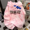 Sudadera con Capucha de Estilo Americano Holgada de Marca de Moda con Estampado de Letras para Mujer, Nicho Estilo Vibe Otoño e Invierno 2025 Tie-Dye Top Versátil
