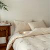 Algodão de Fibra Longa Estilo Americano Escovado Gravata Bordada com Laço de Nó Roupa de Cama Espessa 100% Algodão Conjunto de Quatro Peças Flor Gardênia Letra 1