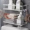 Estante de Almacenamiento para Inodoro Simple sin Perforaciones Organizador de Almacenamiento para Baño Estante Portarrollos de Papel Higiénico Encima del Tanque de Agua Estante para Inodoro