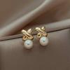 Pendientes vintage de perla cruzada 2023, nuevos y modernos, sencillos y elegantes, de lujo y ligeros, de alta gama para mujer.