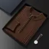 Tricô de Cashmere com Zíper Meio Gola Masculino Outono e Inverno Novo Pulôver Meia-Gola Peça Básica de Tricô Pulôver Tricô Casual de Negócios para Meia-Idade