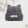 Gorro de Punto con Orejas de Gato Estilo Coreano Otoño Invierno para Mujer, Cálido, Adelgazante, de Lana, Lindo, Protección para Orejas, Sombrero para Clima Frío, Versátil, de Felpa