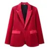 Para Comércio Exterior Transfronteiriço Europeu e Americano Roupas Femininas Aliexpress Mais Vendidos Outono Elegante Conjunto de Blazer de Veludo Vermelho e Preto com Calça Wide Leg