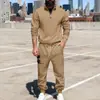 2026 Outono e Inverno Americano Transfronteiriço Mais Vendido Masculino Casual Esportivo Cor Colorida em Blocos Fita Gola Alta Conjunto para o Dia a Dia