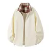 Chaqueta de cuadros patchwork transfronteriza para hombre, moda de primavera, estilo deportivo moderno americano, chaqueta cortavientos juvenil con cuello alto