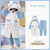 Pijama Infantil para Meninas, Inverno em Fleece Coral, Espessado, Com Veludo, Para Crianças Maiores, Conjunto de Robe de Comprimento Médio, Roupa de Casa para Meninas