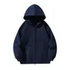 Moletom Cardigan com Capuz de Peso Pesado Algodão Excelente Casual Solto Unissex Estilo Europeu e Americano Jaqueta com Zíper Dupla Face com Logo Impresso