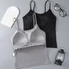 Camisola de Seda Hielo de Verano Wrap Pecho Base Anti-Exposición Sujetador Deportivo Largo con Almohadillas en el Pecho para Mujer con Tirantes Ajustables