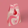 Bolsa 2025 Bolsa para Coisas do Dia a Dia Bolsa de Mão de Tricô Espessa Grande Capacidade Bolsa com Padrão Fofo Bolsa para Celular Almoço