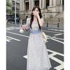 Vestido Floral com Mangas Bufantes Estilo Delicado para Mulheres Verão 2024 Novo Estilo Cintura Definida Renda Elegante Manga Curta Saia