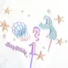 Viento Marino Ins Transfronterizo Viento Marino Decoración Acrílica para Pastel DIY Concha Cola de Pez Caballito de Mar Enchufe Digital para Pastel de Cumpleaños