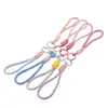 Pin Frijol Tejido a Mano Corto Lanyard para Llaves Llavero de Muñeca Simple Colgante de Bolsa de Color Material Accesorios