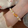 Pulsera de Perlas Irregulares Francesas Pulsera para Mujer Nicho Lujo Ligero Exquisita Moda Oro Media Pulsera Accesorios de Pulsera