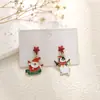 Pendientes navideños de diamantes con dibujos animados, transfronterizos europeos y americanos, pendientes asimétricos de alta gama para mujer, decoraciones navideñas