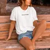 Comercio Exterior Sitio Web Independiente Transfronterizo Tops para Mujer Cuello Redondo Manga Corta Estampado de Letras de Dibujos Animados Camiseta de Algodón Camiseta Casual de Verano