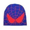 Sombrero de Malla Tejida de Spiderman de Venta Caliente Europeo y Americano para Hombres y Mujeres Dibujo Animado Sombrero para el Frío Sombrero Cálido Invierno Comercio Exterior Sombrero Pullover