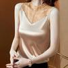 2021 Primavera/Verão Meia-alta Pescoço Mãe Base Camisa Feminina Slim-fit Elegante Sem Mangas Ice Silk Top Cetim Colete