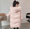 Nuevo Estilo de Otoño e Invierno para Niñas, Abrigos de Algodón de Largo Medio, Abrigos de Algodón Elegantes, Abrigos Cálidos Acolchados, Chaquetas de Algodón con Cuello de Piel Grande