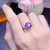Conjunto de Amatista Pura Natural para Mujer Piedra Principal 10*10mm Anillo Incrustado de Plata de Ley S925 de Alto Grado