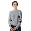 Suéter de Cashmere Espesso com Gola Redonda 2026 Outono/Inverno Novo Estilo Feminino Solto Pulôver Jacquard Tricô Simples Camada Base Suéter