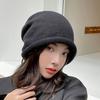 Sombrero de Montón Popular de Internet para Mujer Otoño e Invierno Hecho en Japón Cara Pequeña Baotou Sombrero Frío Envoltura Cabeza Grande Cordón Ajustable Rizo Sombrero de Lana Tejido