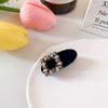 Pinza para flequillo de strass fresca y elegante estilo coreano pinza para la frente de flocking femenina pinza de pico de pato para mechones laterales femeninos