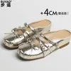 Sapatos Femininos Slip-On de Couro com Solado Macio, Sapatos Mary Jane, Para Uso Externo no Verão, Tamancos Fechados