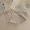 Ropa Interior Femenina Estilo Puro Deseo de Algodón Puro, Antibacteriana 10A, Entrepierna Extendida, Ribete de Encaje, Sin Costuras, Cintura Media, Ropa Interior de Algodón para Bebé Clase A