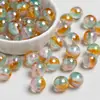 Dingyi 12mm Cuentas de Pintura para Niños Luna Fría Galvanizado Cuentas de Resina Tricolor con Agujero Pasante Cuentas Sueltas Cadena de Teléfono Móvil DIY Accesorios de Joyería