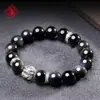 Nova Pulseira de Obsidiana Natural para Casais, Pulseira Pixiu de Prata do Tibete, Joia de Mão com Contas Espaçadoras de Cristal Estilo Étnico
