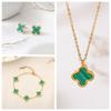 Collar de trébol de acero de titanio, aretes de botón, pulsera, madreperla, juego de trébol, color inalterable, elegante, joyería de alta gama