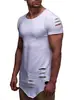 Nueva Camiseta de Estilo Europeo y Americano para Hombre, Holgada, Color Sólido, Agujero Irregular, Talla Grande, Igual para Hombres y Mujeres