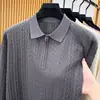 Suéter polo de meia-zip estilo Old Money para homens, primavera/outono 2026, casual de negócios, luxo leve, gola virada, malha, camiseta de baixo
