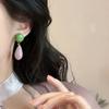 Novos Brincos Verdes Estilo Chinês Gota d'Água Femininos 2025 Novos Brincos Explosivos Acessórios Antigos para Saia Hanfu Cheongsam de Rosto de Cavalo