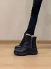 Botas Martin de sola grossa femininas, nova coleção outono/inverno 2026, forradas com fleece e espessadas, botas curtas, que aumentam a altura para mulheres baixinhas, botas de neve quentes