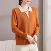 Blusa de tricô com gola, moderna e estilosa para primavera e outono, blusa básica para mães, roupa de outono, novo suéter feminino para outono e inverno 2026