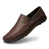 Liquidación Zapatos Casuales de Cuero para Hombre Cuero Genuino Suela Suave Mocasines Slip-On Tendencia Juvenil