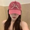 Gorra de béisbol estilo coreano con lazo dulce para mujer, primavera y verano, de algodón suave y combinable, color rosa, para hombre.