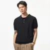 Novedad de Verano Camisa de Punto Elástico Estilo Old Money Cuello Solapa Manga Corta Plisada Casual Versátil Temperamento Negocios Camisa POLO