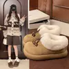 Zapatos de Moda con Suela Gruesa Tierra de Nieve 2026 Versátiles Con Forro de Terciopelo Piel de Luna Zapatos de Algodón para Mujer Nuevo Estilo de Invierno para Mujer Talón Cerrado Cálido